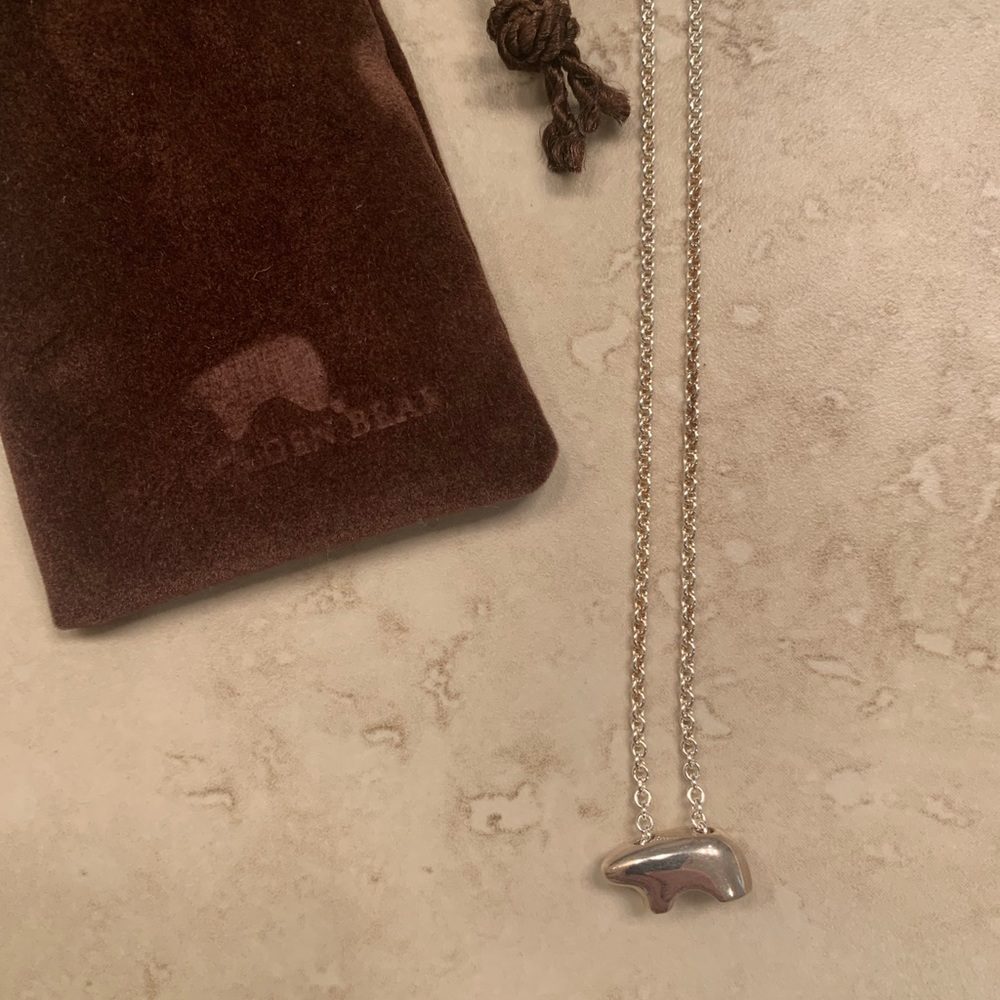 Golden Bear Small Sterling Silver Necklace